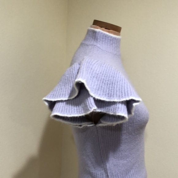 Vintage Sweater Size Small Pastel Purple Ruffle Flutter Sleeve - Picture 3 of 7